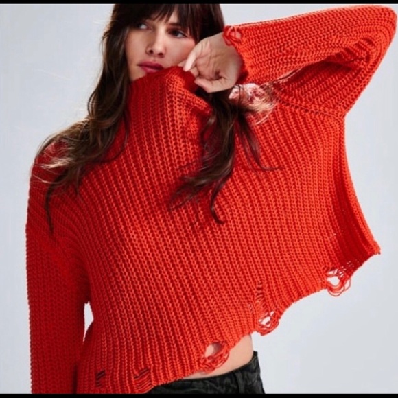 ZARA Orange distressed cropped knit - Picture 7 of 10